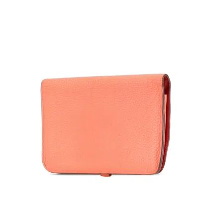 Pre-owned Hermes Salmon Pink Togo Leather Long Wallet (bi-fold) ()