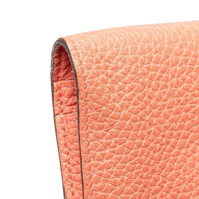 Pre-owned Hermes Salmon Pink Togo Leather Long Wallet (bi-fold) ()