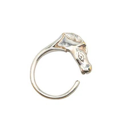 Pre-owned Hermes Silver Metal Band Ring ()