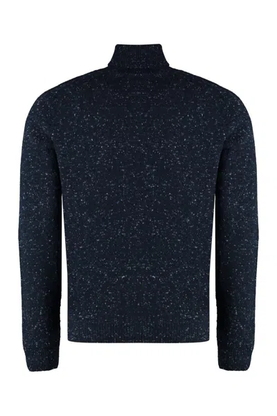 The (alphabet) Turtleneck Speckled Cashmere Sweater In Blue