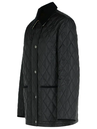 Burberry Women 'oldham' Black Quilted Jacket With Corduroy Collar In Tech Fabric Woman