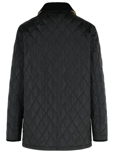 Burberry Women 'oldham' Black Quilted Jacket With Corduroy Collar In Tech Fabric Woman