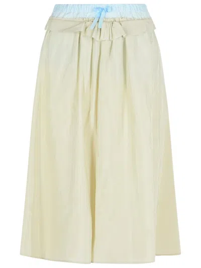 Maison Margiela Viscose Midi Skirt With Contrasting Waistband