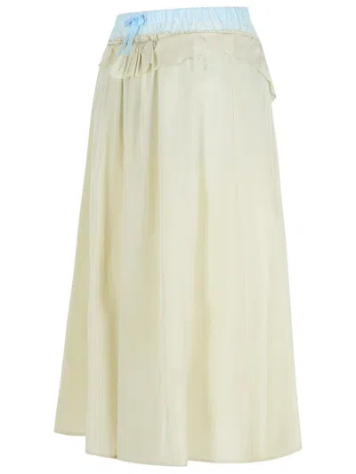 Maison Margiela Viscose Midi Skirt With Contrasting Waistband