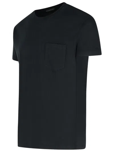 Tom Ford Black Basic Crewneck T-shirt With Tonal Stitching In Cotton Blend Man