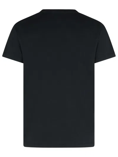 Tom Ford Black Basic Crewneck T-shirt With Tonal Stitching In Cotton Blend Man