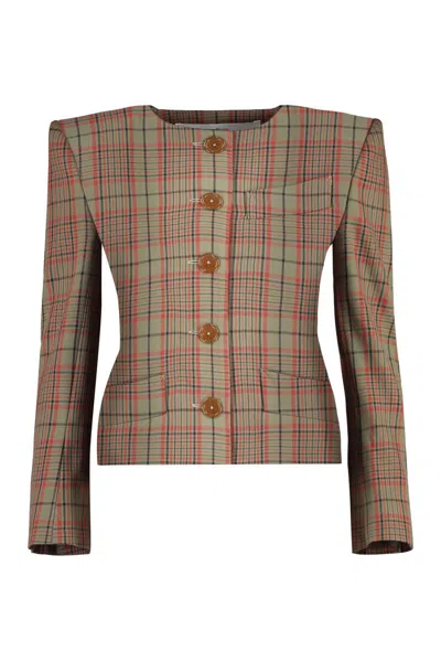 Vivienne Westwood Wood Checked Jacket With Structured Shoulders