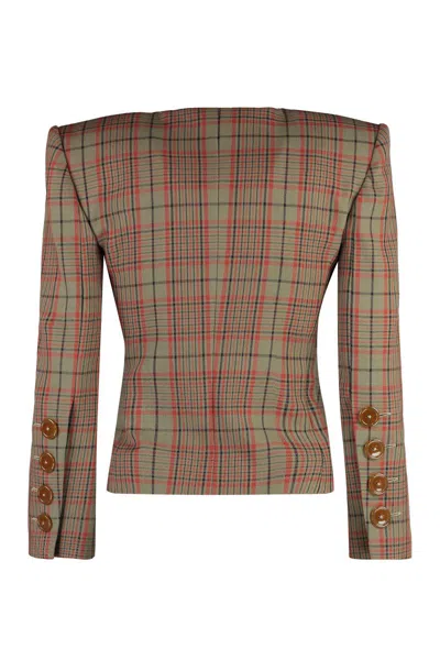 Vivienne Westwood Wood Checked Jacket With Structured Shoulders