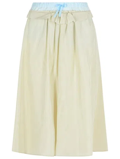 Maison Margiela Viscose Midi Skirt With Contrasting Waistband