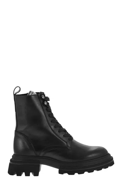Hogan 10-storey Leather Combat Boots