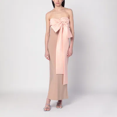 Bernadette Beige/pink Bart Dress With Oversized Bow