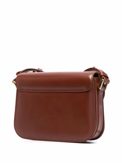 Apc Grance Brown Small Crossbody Bag Wirh Embossed Logo Lettering On The Front And Adjustable Shoulder S