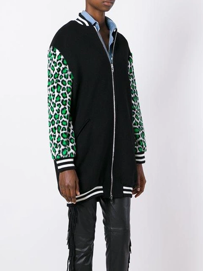 Shop Jeremy Scott Leopard Sleeves Bomber Jacket