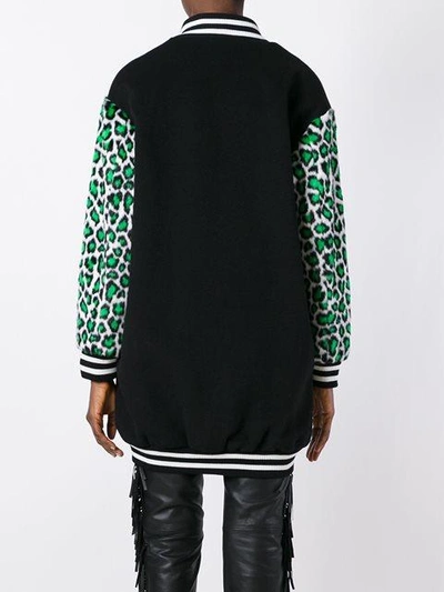 Shop Jeremy Scott Leopard Sleeves Bomber Jacket