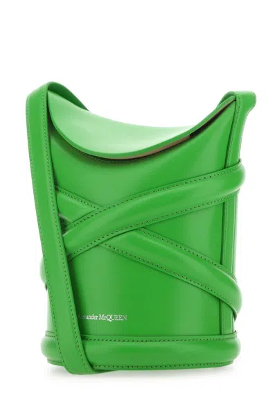 Alexander Mcqueen The Curve Embossed Cylindrical Shoulder Bag In Green