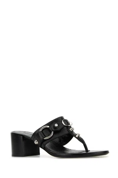 Balenciaga Thong Sandals Block Heel In Black