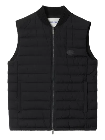 Burberry Jacket Sleeveless Padded Ribbed Collar In Black