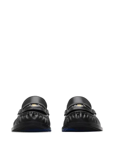 Burberry Leather Penny Loafers In Black