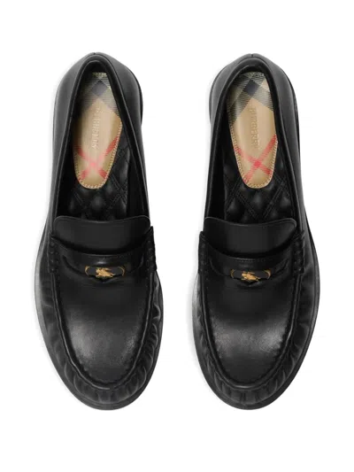 Burberry Leather Penny Loafers In Black