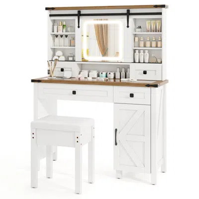 Hivvago Makeup Vanity Desk With Mirror And 3-color Dimmable Led Lights