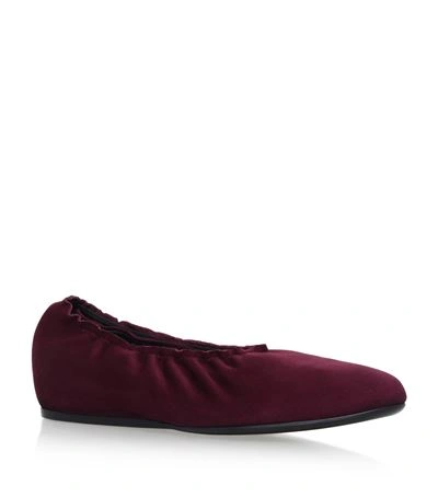 Lanvin Concealed Wedge Heel Pleated Suede Flats