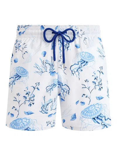 Vilebrequin Stretch Short Swim Shorts Medusa And Shells In Blue