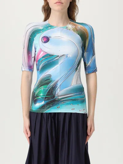 Tory Burch Shoulder Reinforcement Abstract Print Crew Neck Top