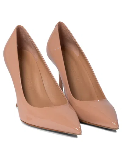 Sergio Levantesi Glossy Patent Leather Pink Heeled Pumps In Brown