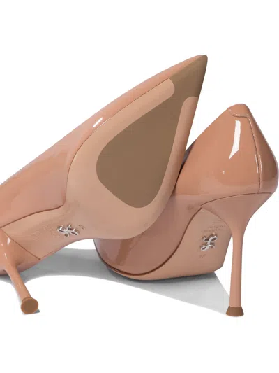 Sergio Levantesi Glossy Patent Leather Pink Heeled Pumps In Brown