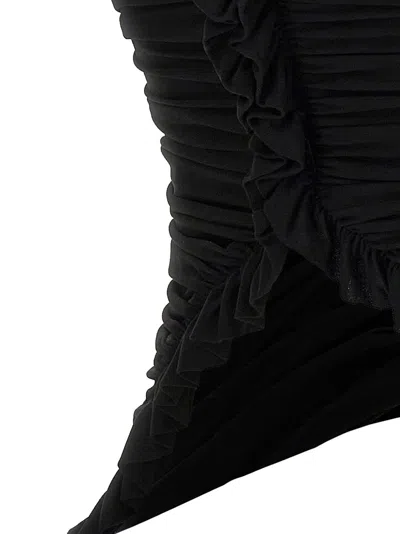 Saint Laurent Cupro Strapless Top With Ruched Asymmetric Hem