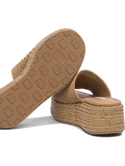 Casadei Open Toe Platform Sole Woven Texture Sandals