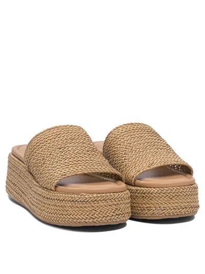 Casadei Open Toe Platform Sole Woven Texture Sandals