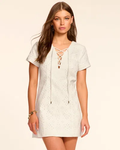 Ramy Brook Ines Eyelet Denim Mini Dress In White