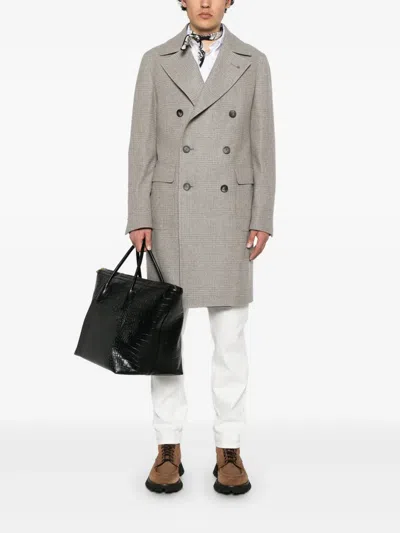 Tagliatore Double-breasted Herringbone-pattern Coat