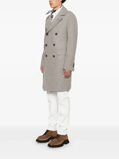 Tagliatore Double-breasted Herringbone-pattern Coat