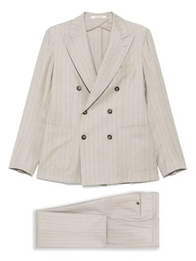 Tagliatore Long Sleeve Blazer And Belt Loop Pants Set