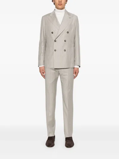 Tagliatore Long Sleeve Blazer And Belt Loop Pants Set