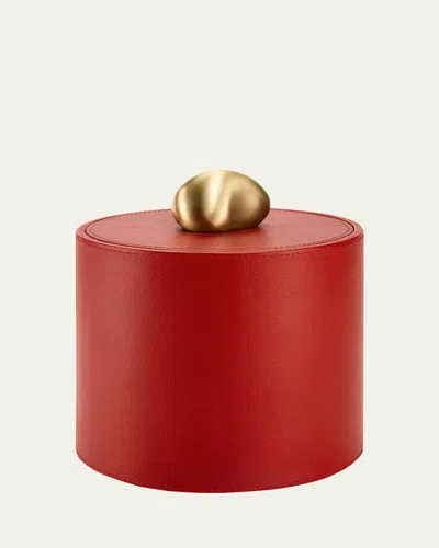 Assouline Pebble Tall Leather Trinket Box In Red