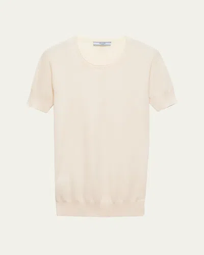 Prada Silk-cotton Short-sleeve Sweater