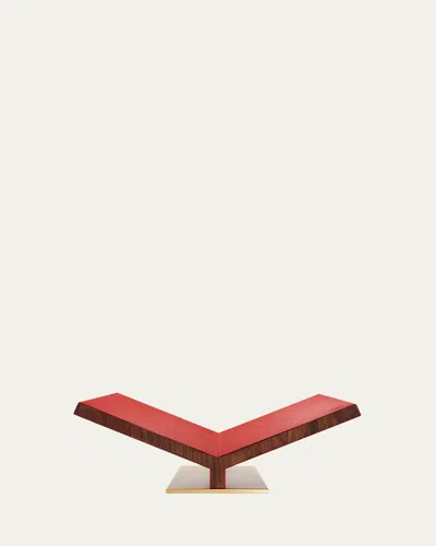 Assouline Walnut-leather Classic Collector Bookstand In Red