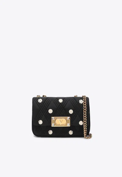 Valentino Quilted Bag With Chain Strap And Studded Rivets In Black