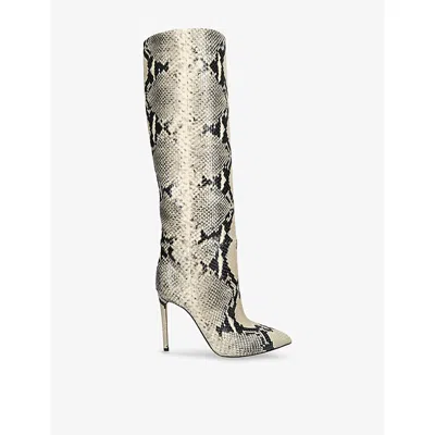 Paris Texas Leather Python Print Knee-high Boots 105 In Multi