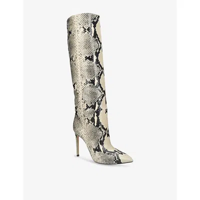 Paris Texas Leather Python Print Knee-high Boots 105 In Multi