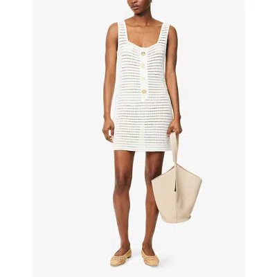 Le Kasha Womens White Siflaq Crochet Linen Mini Dress In Nude