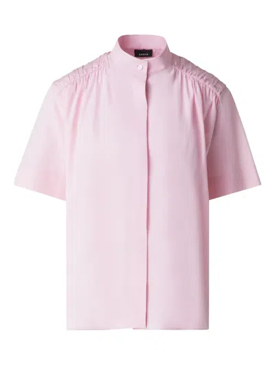 Akris Gathered-shoulder Cotton Poplin Button-down Blouse