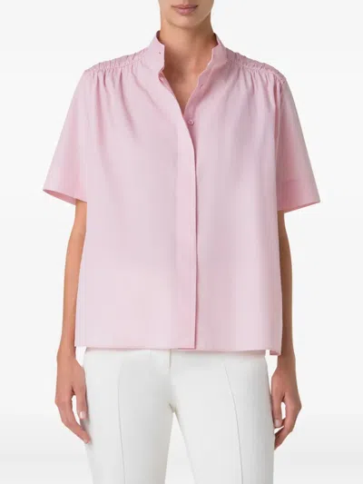 Akris Gathered-shoulder Cotton Poplin Button-down Blouse