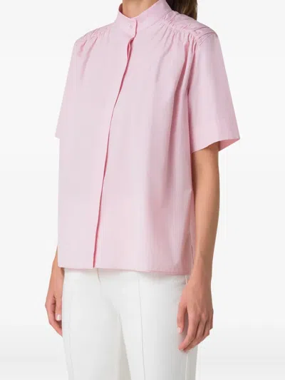 Akris Gathered-shoulder Cotton Poplin Button-down Blouse