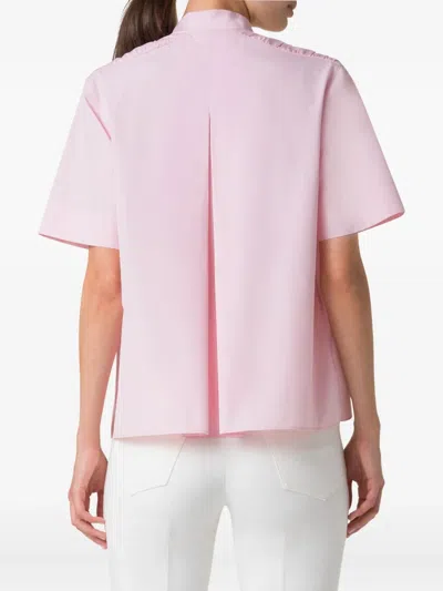 Akris Gathered-shoulder Cotton Poplin Button-down Blouse
