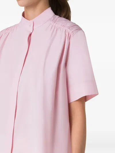 Akris Gathered-shoulder Cotton Poplin Button-down Blouse