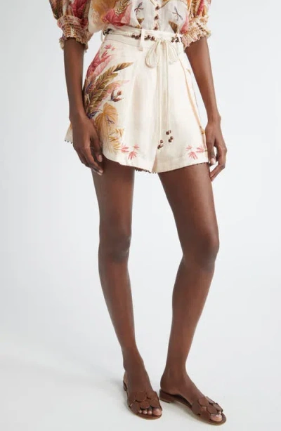 Zimmermann Ascension Linen Tuck Shorts In Neutral